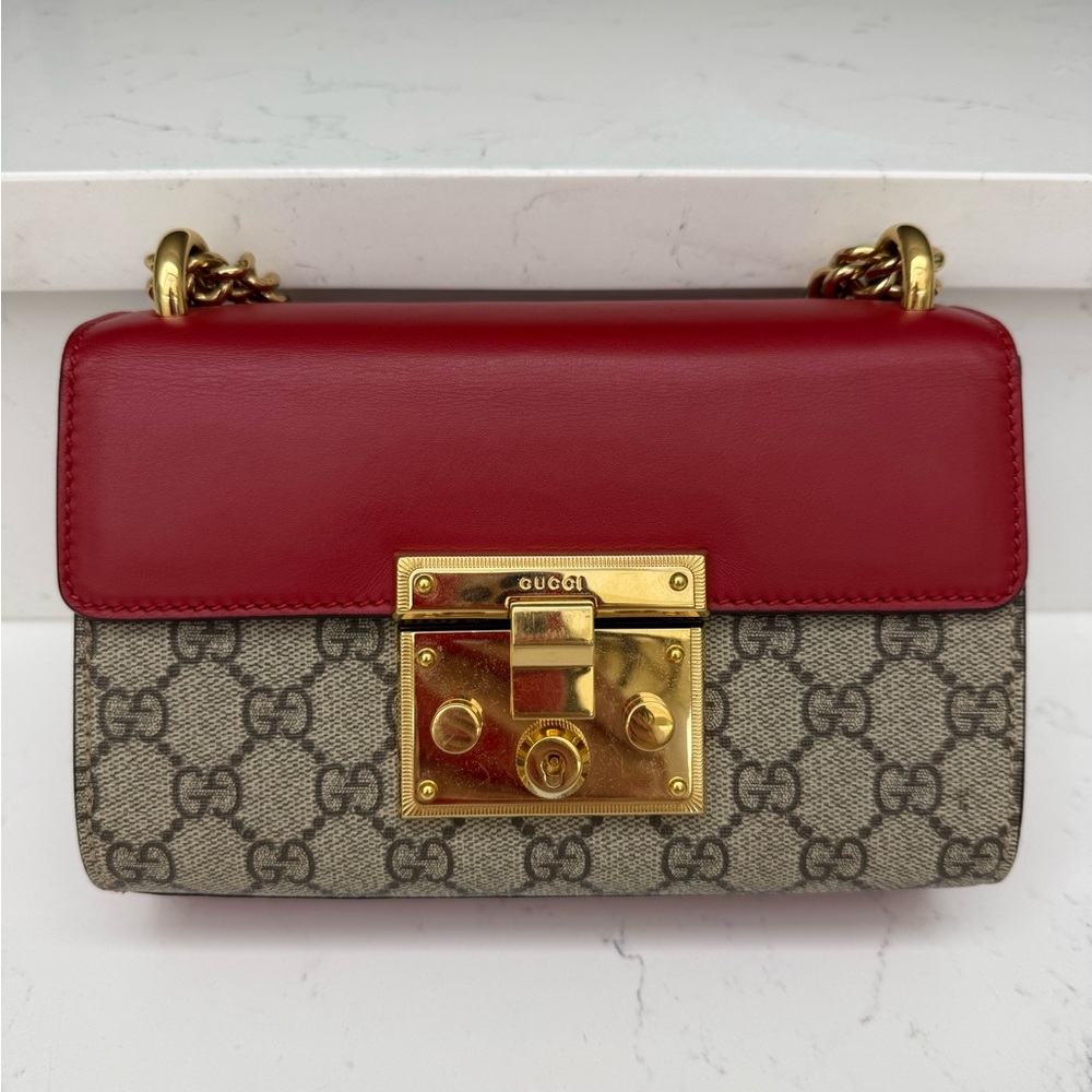 Authentic Gucci Padlock Monogram canvas with Red & Pink accents - Picture 3 of 14